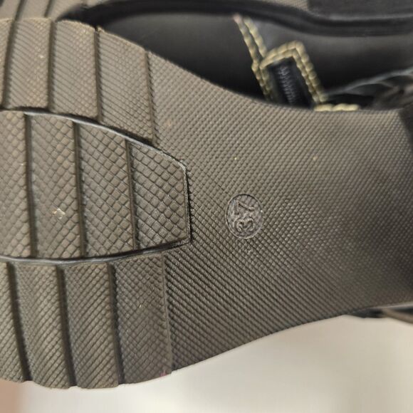 Pikolinos Black Leather Moto Ankle Boots Buckle Strap Whipstitch Block Heel 37 - Picture 3 of 12